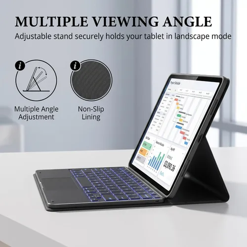 Miniatura 6 de Funda de teclado retroiluminada con panel táctil para Honor Pad 8 de 12 pulgadas 2022 (HEY-W09), funda inteligente liviana y delgada con soporte