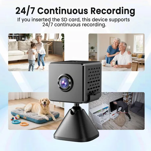 Miniatura 3 de vebiliki Cámara interior con tarjeta TF de 32 GB, cámara WiFi 4K con vista en vivo, cámara de niñera con alertas de movimiento, almacenamiento