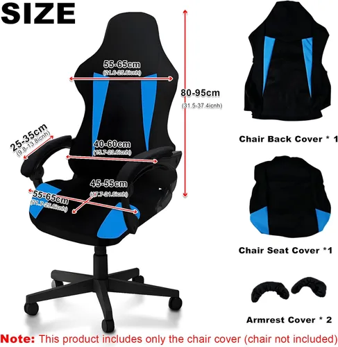 Miniatura 4 de Fundas para Sillas Gaming Solamente, Elásticas Suaves Gruesas de Malla Transpirable Resistentes a Rayones Funda de Asiento para Silla Gaming con 2
