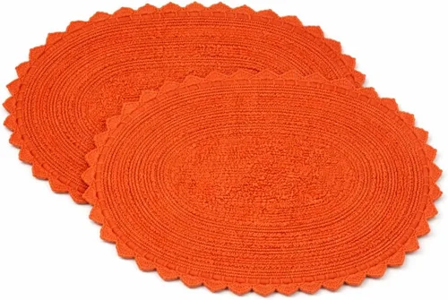 Miniatura 54 de Royal Blaze Tapete de baño de algodón rojo, reversible, pequeño ovalado de 18 x 26 pulgadas, lavable y decorativo