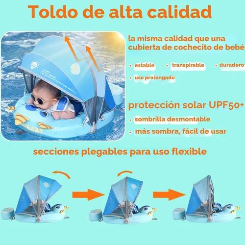 Miniatura 4 de Mambobaby Flotador para añadir cola sin volteo, flotador de natación para bebé, flotador de espuma de perlas, flotadores de agua sólida, entrenador