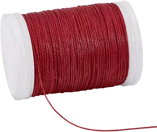 PH PandaHall Cordón encerado de 0.020 in, cuerda de cera de 130 yardas, cuerda de abalorios de cera roja, hilos de poliéster encerados, cuerda para