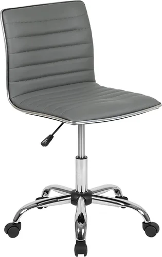 Miniatura 18 de Flash Furniture - Silla de oficina giratoria sin reposabrazos, de color tostado, acanalada, de diseño, respaldo bajo Bronceado/Cromo