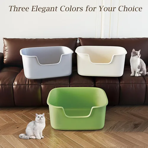 Miniatura 7 de Caja de arena grande para gatos con lados altos, cajas para gatos de interior, bandeja de arena de entrada lateral, fácil limpieza, resistente a