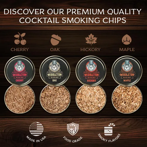 Miniatura 4 de SmokeTop Kit de ahumador de cóctel con virutas de madera de 4 sabores, kit de ahumador de cóctel y papas fritas para cócteles antiguos, whisky