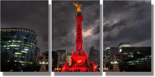 Miniatura 9 de Arte de pared con bandera de México para sala de estar, pintura de pared con textura envejecida y colorida de la bandera de México, 3 piezas
