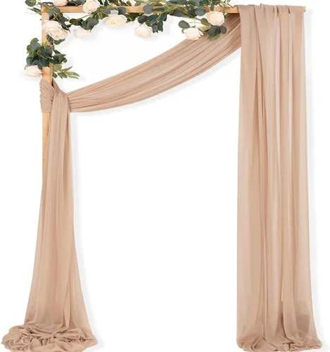 Miniatura 8 de MLMC 1 panel de tela para arco de boda azul bebé, 29 x 20 pies, cortinas de gasa extralargas transparentes de 6.6 yardas, paneles de cortinas