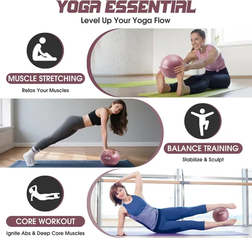 Miniatura 5 de ROSAPOAR Pelota de ejercicio pequeña – Mini pelota de pilates de 9 pulgadas, pelota de yoga antiestallidos para estiramiento y entrenamiento