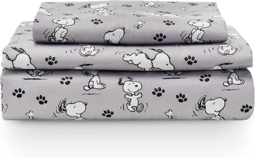 Miniatura 13 de Berkshire Blanket Peanuts® - Juego de sábanas para niños, tamaño individual, 3 piezas, lindo personaje Snoopy impreso, sábanas de microfibra suave
