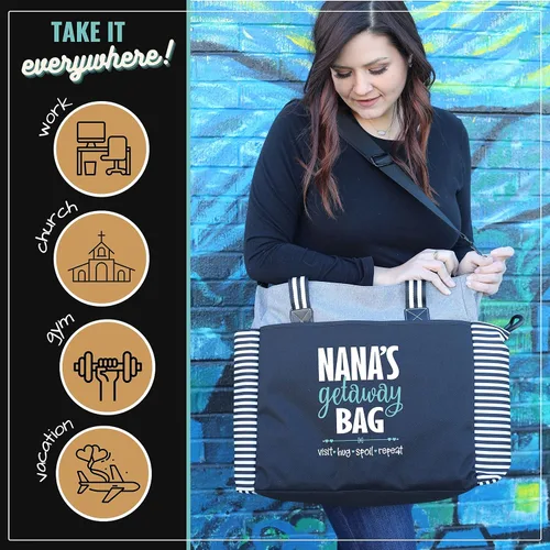 Miniatura 114 de Brooke & Jess Designs Bolso de mano para la abuela – Bolso de lona resistente con cremallera y bolsillo interior para la abuela para uso diario