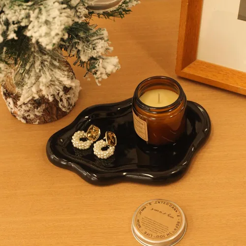 Miniatura 6 de CCINPPY Bandeja de cerámica para joyas y baratijas, bandeja decorativa en forma de nube para llaves para mujeres, plato porta anillos, plato bonito