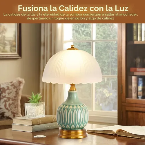 Miniatura 4 de Lámpara Vintage para Sala de Estar, Lámparas de Mesa de Cerámica Modernas de 16" para Dormitorio, Lámparas Tradicionales Retro de Mesita de Noche