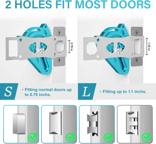 Miniatura 8 de Cerradura de puerta portátil de metal para seguridad de habitación de hotel de viaje, cerraduras de puerta de hotel para seguridad de viajeros, Azul