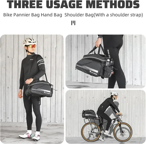 Miniatura 3 de Bolsas para bicicletas impermeables para el portaequipajes trasero Bolsa de alforjas de gran capacidad de 35L con fondo extra acolchado de espuma