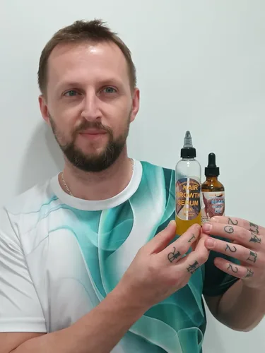 Miniatura 6 de Organic Hair Solution - Juego de suero para el crecimiento del cabello y la barba para hombre: para cabello más fuerte, más grueso y largo, aceite