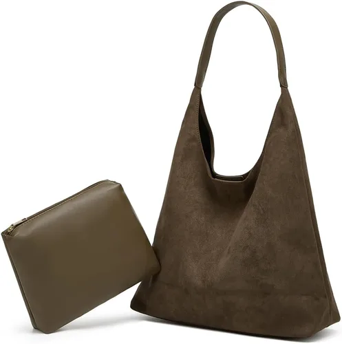 Bolsos de hombro de gamuza para mujer, bolso de mano grande, bolso retro, bolso casual de trabajo para mujer con asa superior