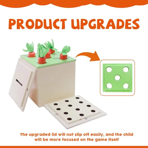 Miniatura 6 de Juguetes Montessori para bebés de 1 año - Kit de juego 4 en 1 incluye juego de cosecha de zanahorias, caja de monedas para bebés, juguetes