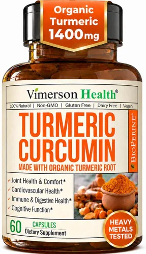 Miniatura 11 de Suplemento dietario a base de cúrcuma y curcumina con bioperine para aliviar del dolor en las articulaciones, con efecto antinflamatorio