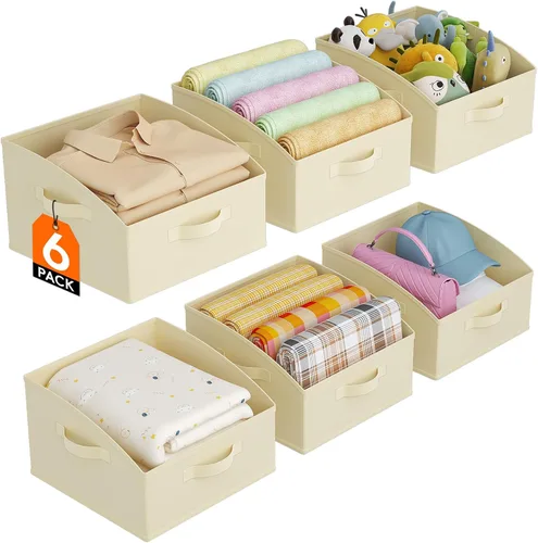 Lifewit - Cestas organizadoras para armario, cestas trapezoidales medianas de almacenamiento para estante, paquete de 6 unidades, cestas