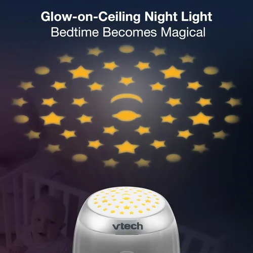 Miniatura 6 de VTech Monitor de audio digital para bebés con 2 unidades para padres, luz nocturna que brilla en el techo, hasta 1,000 pies de alcance, alerta
