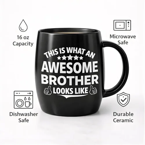 Miniatura 6 de Taza con texto en inglés "This Is What an Awesome Brother Looks Like - Taza de café divertida para hermano, 16 onzas, regalo de hermana