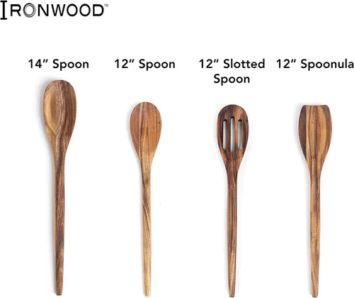 Miniatura 4 de Ironwood Gourmet Cuchara ranurada de madera de acacia, 12