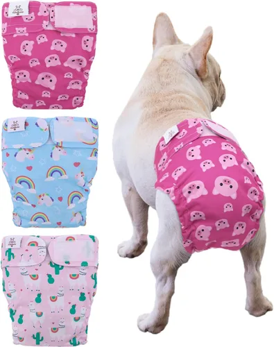 Miniatura 12 de CuteBone WWD28XS - Pañales lavables para perras, sin agujero para la cola, reutilizables, pantalones de entrenamiento para perritos, con cola