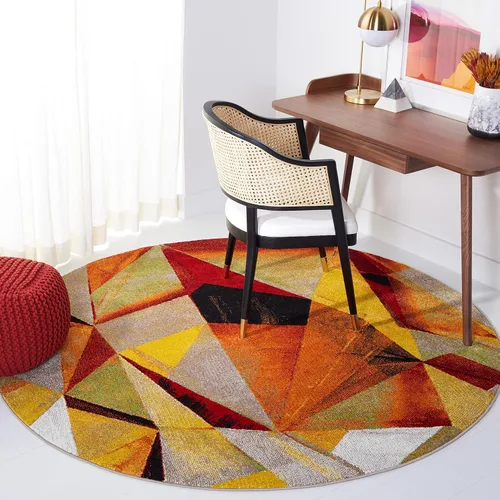 Miniatura 11 de SAFAVIEH Porcello Collection - Alfombra decorativa de 2 pies 3 pulgadas x 4 pies, gris claro y naranja, diseño abstracto moderno, no desprende