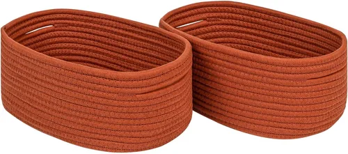 Miniatura 31 de CubesLand Cesta rectangular de organización/almacenamiento, cestas tejidas de cuerda de algodón natural para organizar, cesta pequeña para niños