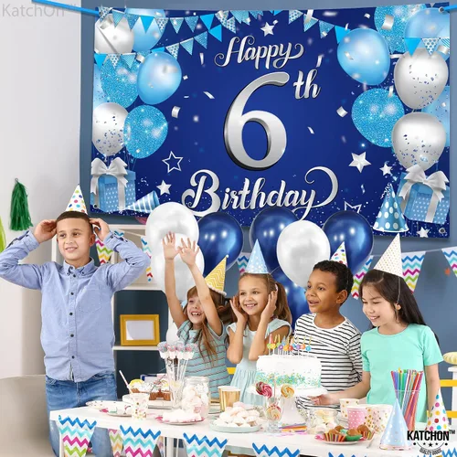Miniatura 7 de KatchOn, Cartel azul de decoración de cumpleaños número 6, Xtralarge, 72 x 44 pulgadas, pancarta de fondo para decoraciones de feliz cumpleaños