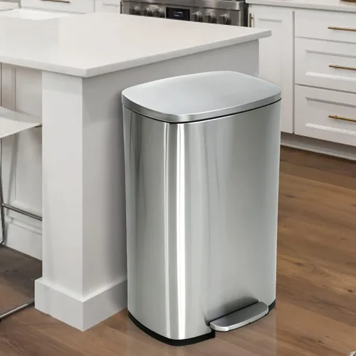 MKDLUFEI Bote de basura de 13 galones de alto, cubo de basura para cocina con pedal y cubo interior, a prueba de huellas dactilares, bote de basura
