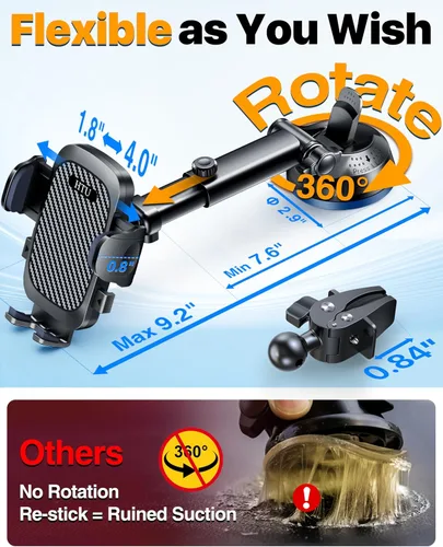Miniatura 4 de 2026 Ultimate Best【Verdadero grado militar y certificación de seguridad】Soporte para teléfono de coche HTU【5 en 1 mejorado y más de 100 libras