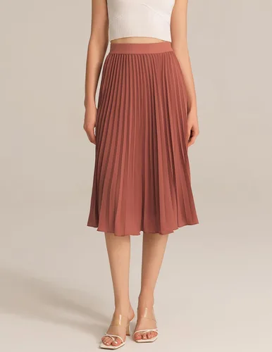 Miniatura 212 de GRACE KARIN - Falda plisada de gasa para mujer, con cintura alta y elástica, vuelo, corte acampanado y longitud por debajo de la rodilla