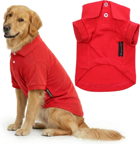 Miniatura 36 de Parisian Pet Polo para perro – Camisa de algodón transpirable en amarillo sólido – Ropa de verano tipo pullover con cuello abotonado para perros