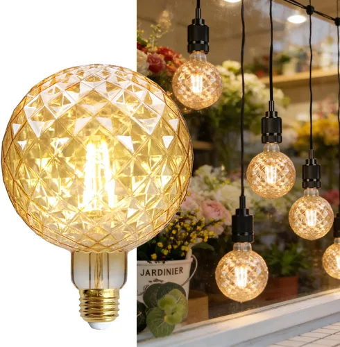 Bombilla LED vintage 4 W blanco cálido 2500 Kelvin globo grande cristal bombilla LED 110/130 V Edison tornillo E26 base especial bombilla decorativa