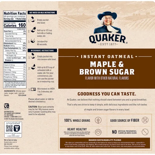 Miniatura 2 de Quaker Avena instantánea, arce y azúcar morena, paquetes individuales, 1.51 onzas (paquete de 48)