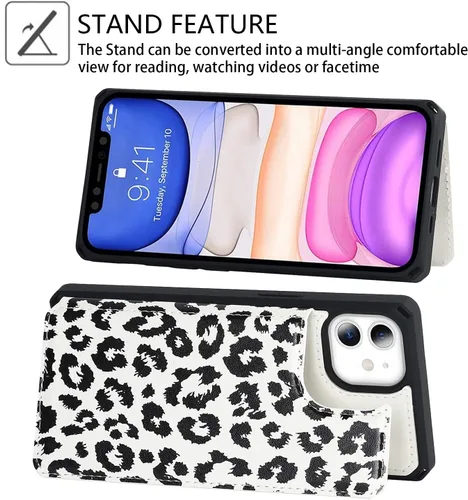 Miniatura 6 de Cavor para iPhone 11 Funda con tarjetero, para iPhone 11 Funda tipo cartera para mujeres y hombres, Funda para teléfono tipo cartera con soporte