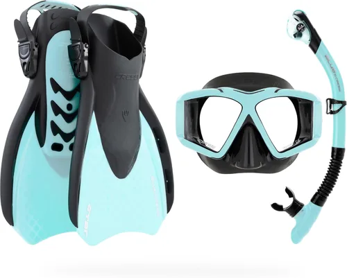 Miniatura 10 de Cressi Traveler Set - Adult Snorkel Set Wide View Mask, Dry Top Snorkel and Fins - Comfortable and Light - Designed in Italy Negro / transparente