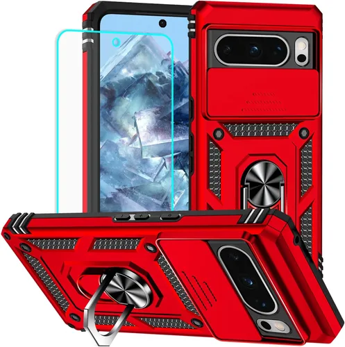 Miniatura 35 de HNHYGETE Funda para Pixel 6a con protector de pantalla HD, soporte giratorio de grado militar de 360° (resistente) a prueba de golpes para Google