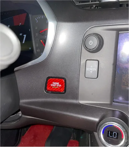 Miniatura 2 de Cubierta de fibra de carbono roja real para el botón de arranque con orificio de luz, compatible con Chevrolet Corvette C7 2014 2015 2016 2017 2018