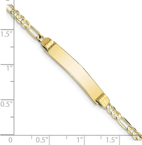 Miniatura 3 de 10k Yellow Gold Figaro Link ID Bracelet For Women