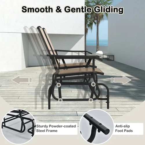 Miniatura 7 de Tangkula Silla mecedora para 2 personas, sofá biplaza mecedora para patio con mesa central de vidrio templado, banco de columpio para exteriores