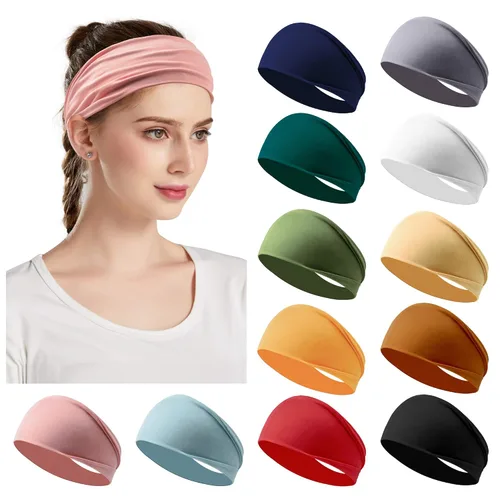 12 Bandas elásticas para el cabello para yoga, entrenamiento, correr, deporte, antideslizante, para niñas y mujeres