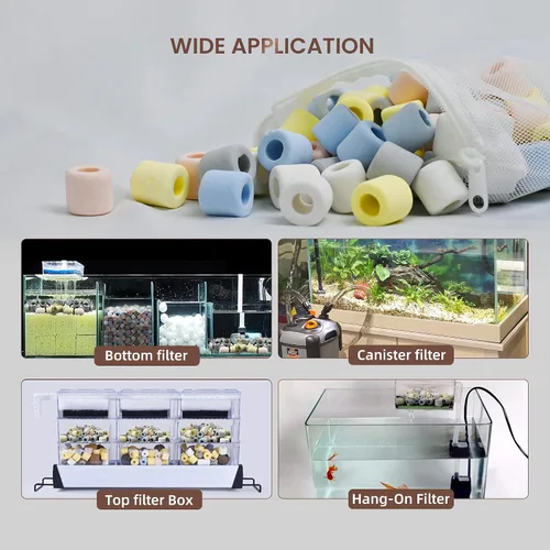 Miniatura 9 de UPETTOOLS Medios de filtro de acuario, bolas de anillo de cerámica biológica 5 en 1 para filtro de acuario, medios de filtro porosos
