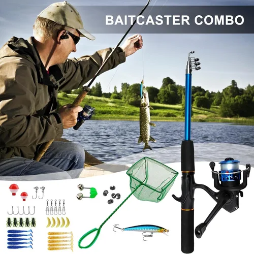 Miniatura 3 de Caña de pescar telescópica – Combo de caña de pescar de uso de viaje, kit de pesca de carrete Juego de caña y carrete, bolsa de transporte