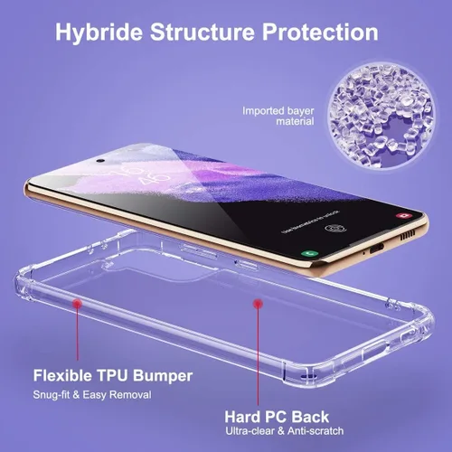 Miniatura 8 de KIOMY Funda transparente para Samsung Galaxy S21 5G Airbag Corners a prueba de golpes, funda protectora para teléfono, diseño híbrido duro PC