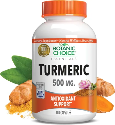 Botanic Choice Suplemento antioxidante de cúrcuma prémium - Suplemento de salud articular para adultos - 180 cápsulas vegetales (500 mg cada una)