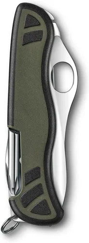 Miniatura 3 de Victorinox - Cuchillo suizo para soldado 08, 10 funciones, color oliva/negro Large one-handed lock blade with wavy edge, wood saw, screwdrivers