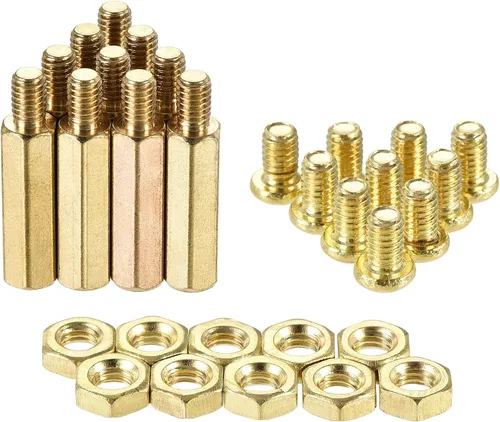 Miniatura 9 de uxcell M4 - Espaciador hexagonal de latón de 0.669 in+0.236 in macho-hembra, kit de tuercas roscadas para placa base PCB, placa de circuito