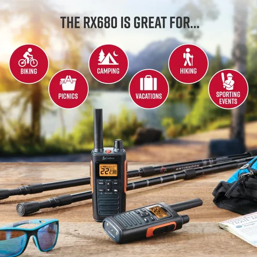 Miniatura 5 de Cobra RX680 Paquete de 2 Walkie Talkies y Auriculares de Vigilancia Compatibles Cobra GA-SV01 2P: Radios Bidireccionales Rugosas y Resistente a